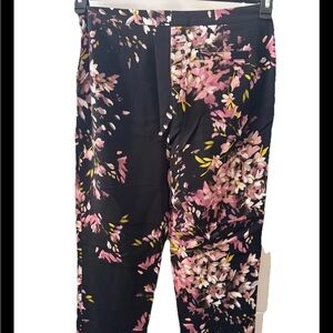 Escada Black Floral dress up pants ankle size 6‎ 36 EU